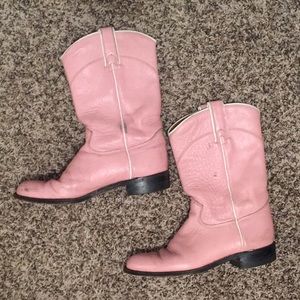 🎀 Vintage 1960s Pink Leather Cowgirl Boots 🎀
